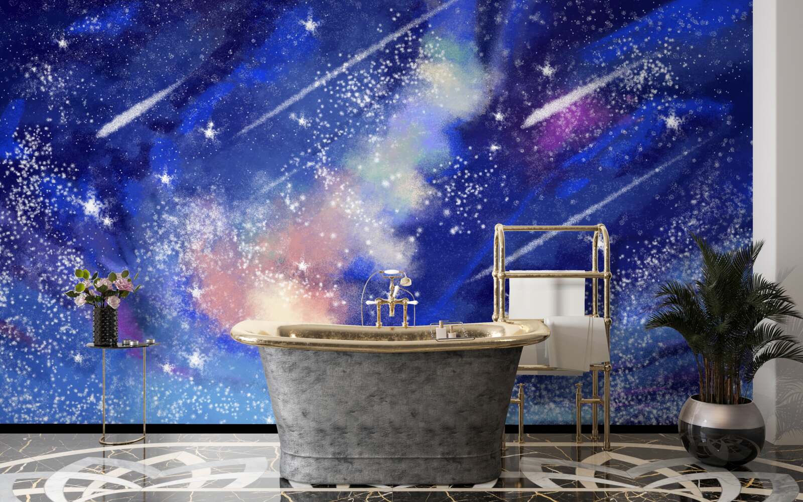 Fotobehang blauwe nachtelijke hemel