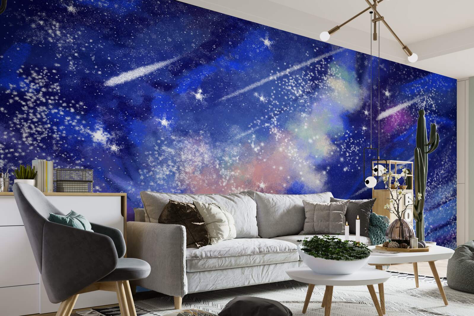 Fotobehang blauwe nachtelijke hemel