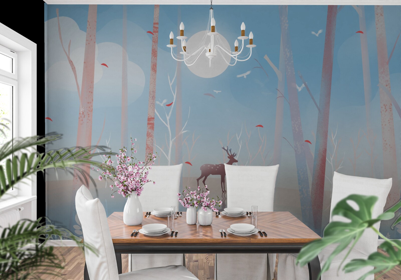 Fotobehang noordelijk dier in het bos in de lente