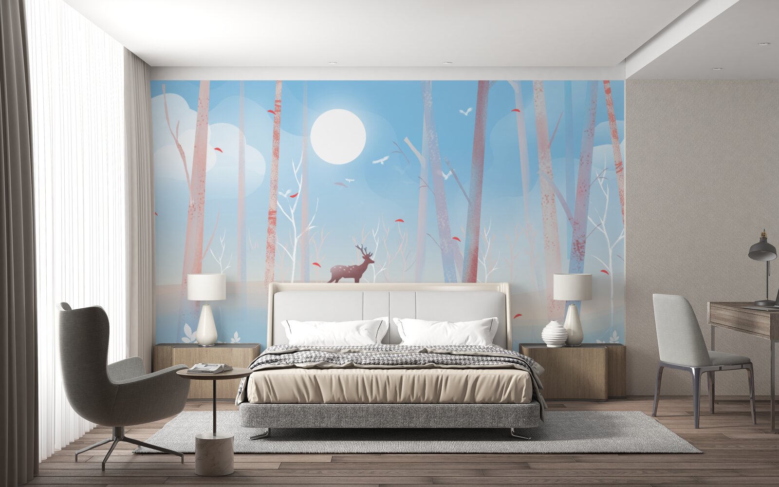 Fotobehang noordelijk dier in het bos in de lente