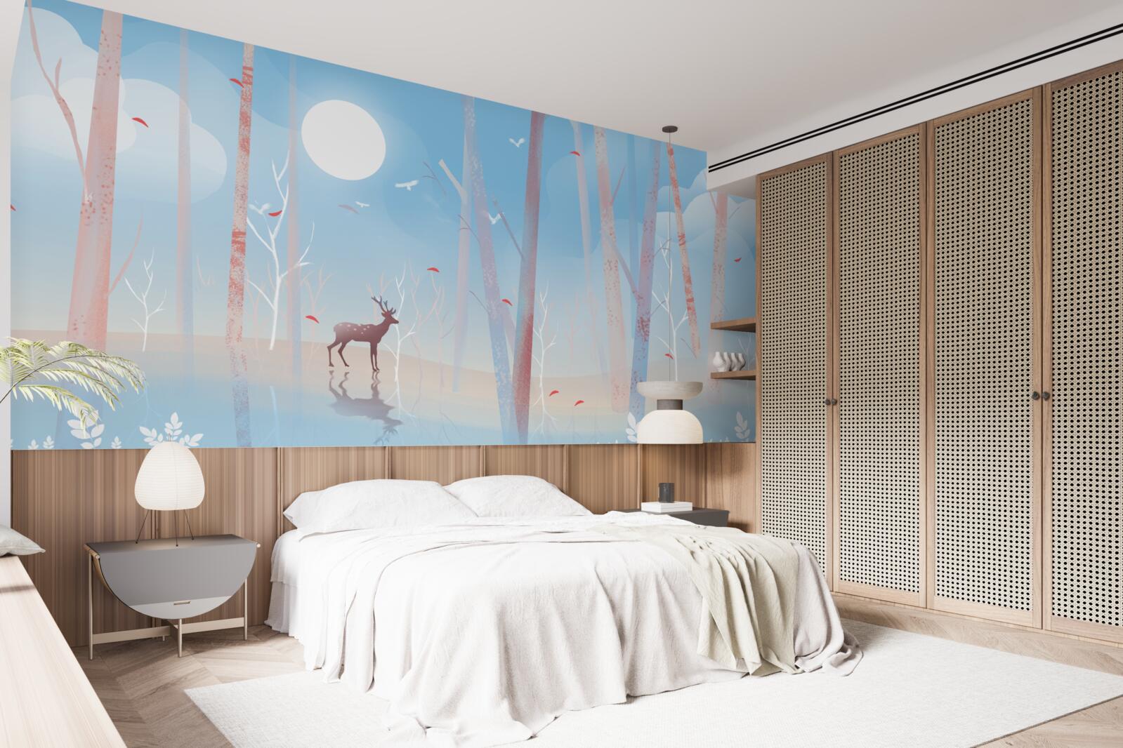 Fotobehang noordelijk dier in het bos in de lente