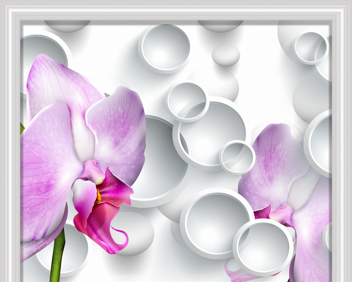 Fotobehang zachtroze orchidee met ringen