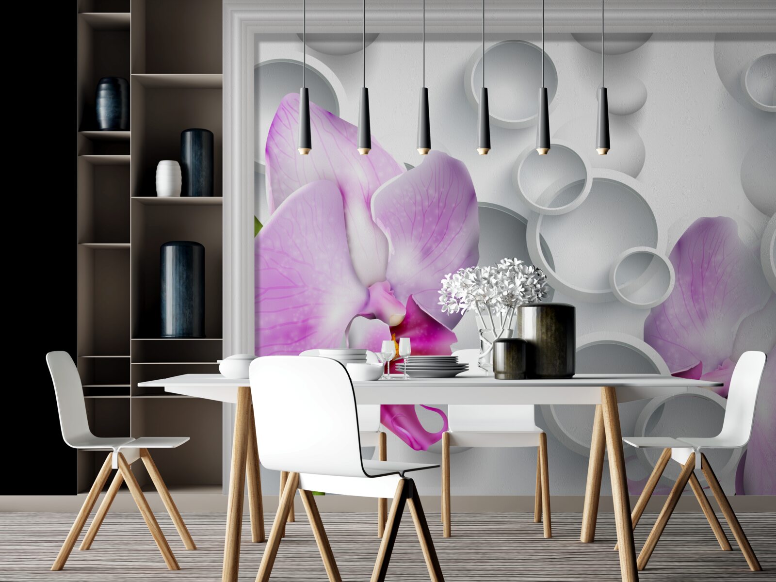 Fotobehang zachtroze orchidee met ringen