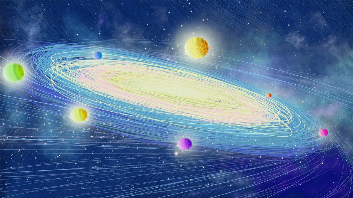 Fotobehang de omwenteling van de planeten rond de ster die we de zon noemen