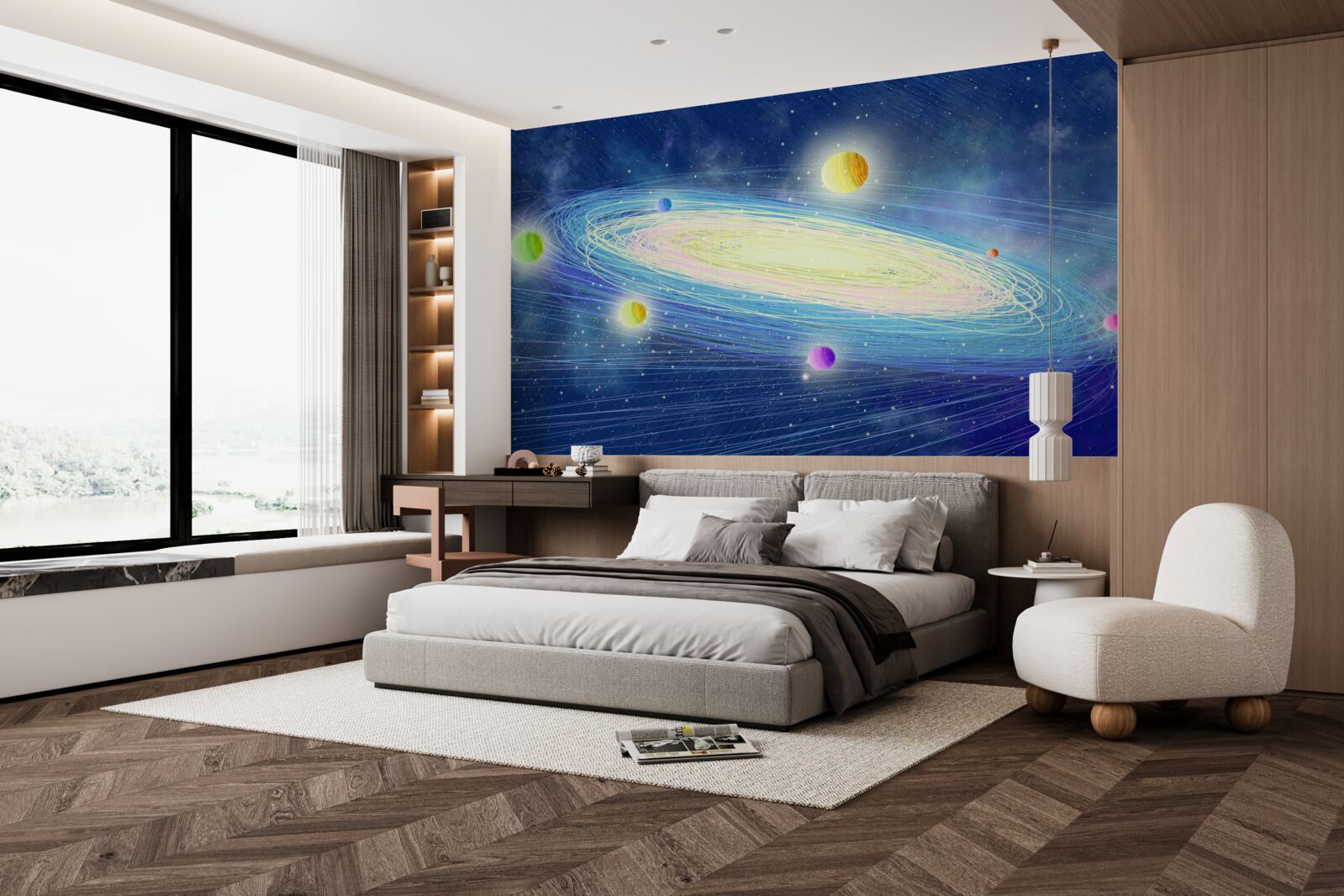 Fotobehang de omwenteling van de planeten rond de ster die we de zon noemen