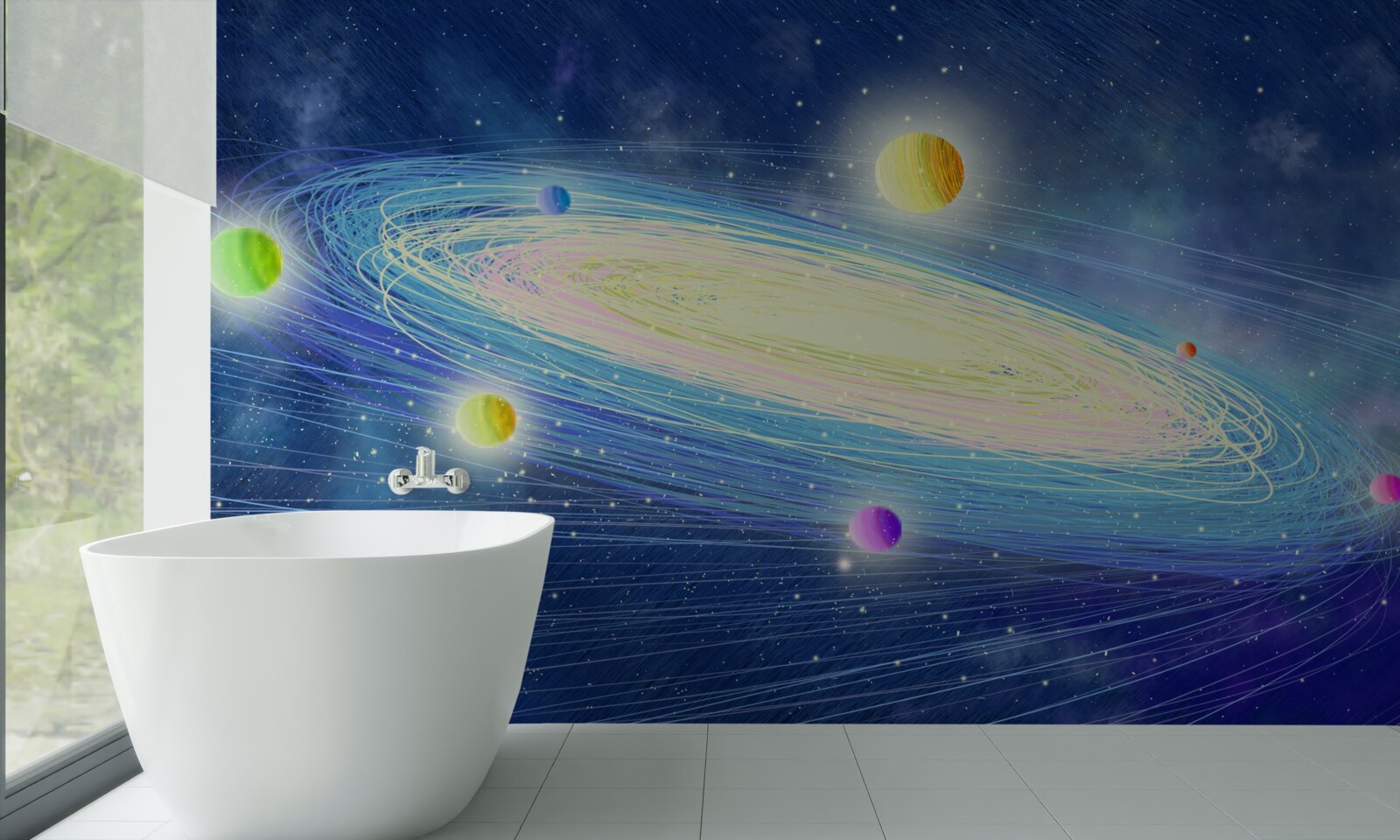 Fotobehang de omwenteling van de planeten rond de ster die we de zon noemen