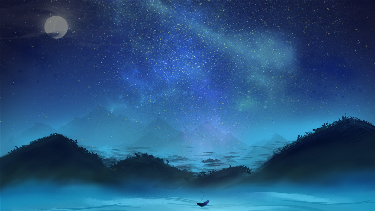 Fotobehang Noorderlicht en sterrenhemel boven bergtoppen