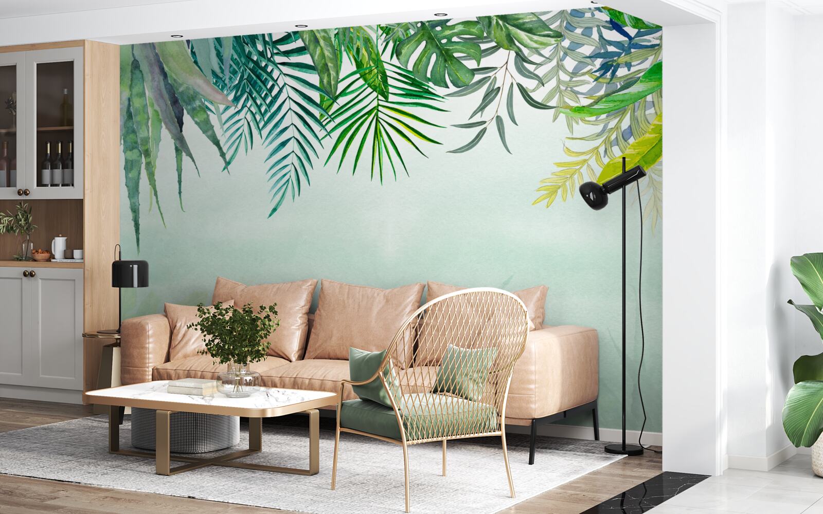 Fotobehang ochtendnevel in tropisch groen