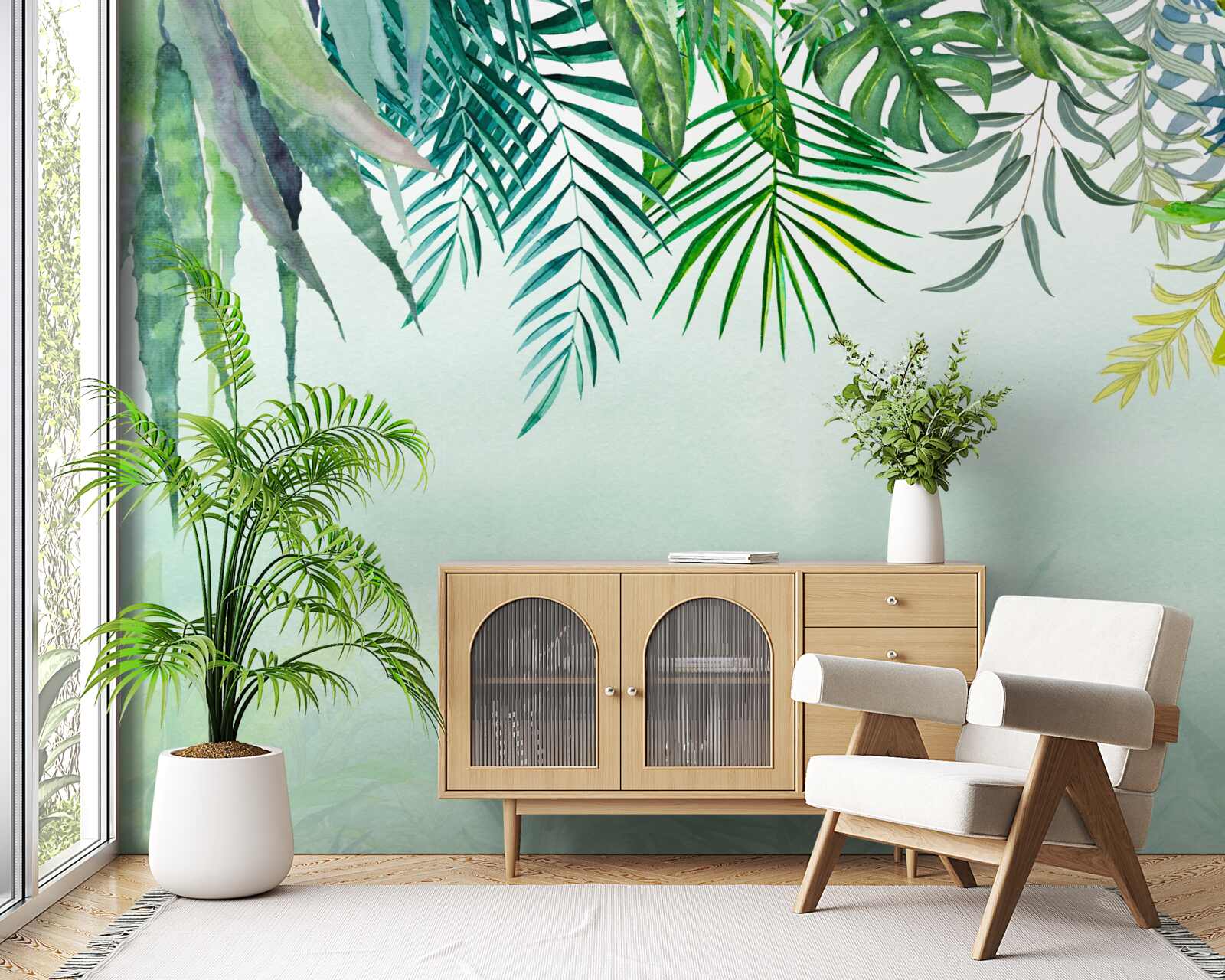 Fotobehang ochtendnevel in tropisch groen