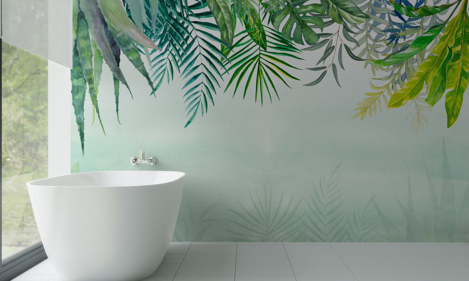 Fotobehang ochtendnevel in tropisch groen