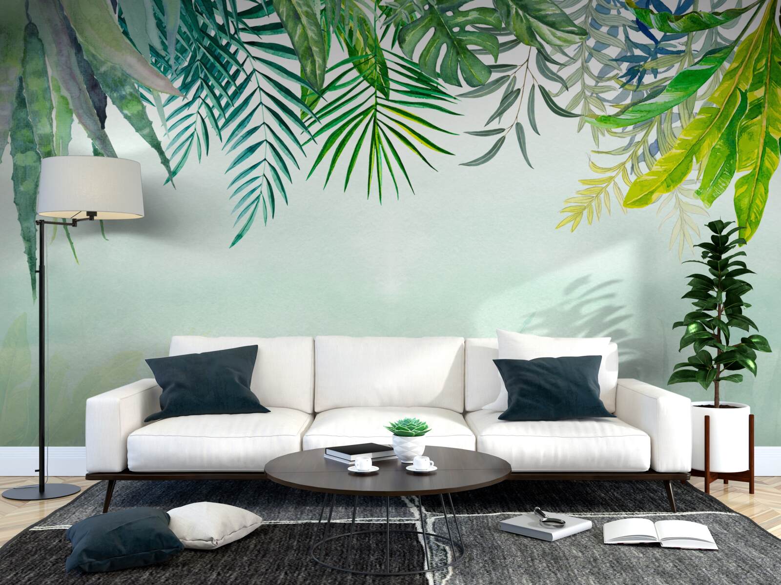 Fotobehang ochtendnevel in tropisch groen