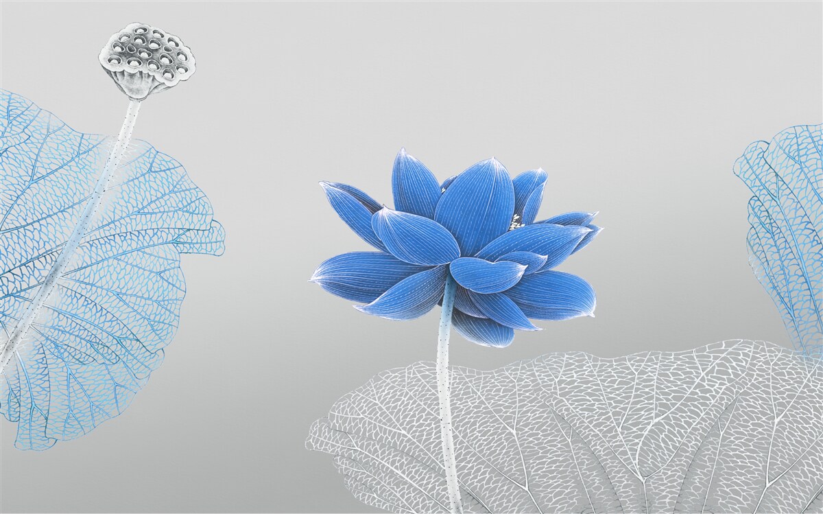 Fotobehang blauwe glazen bloem