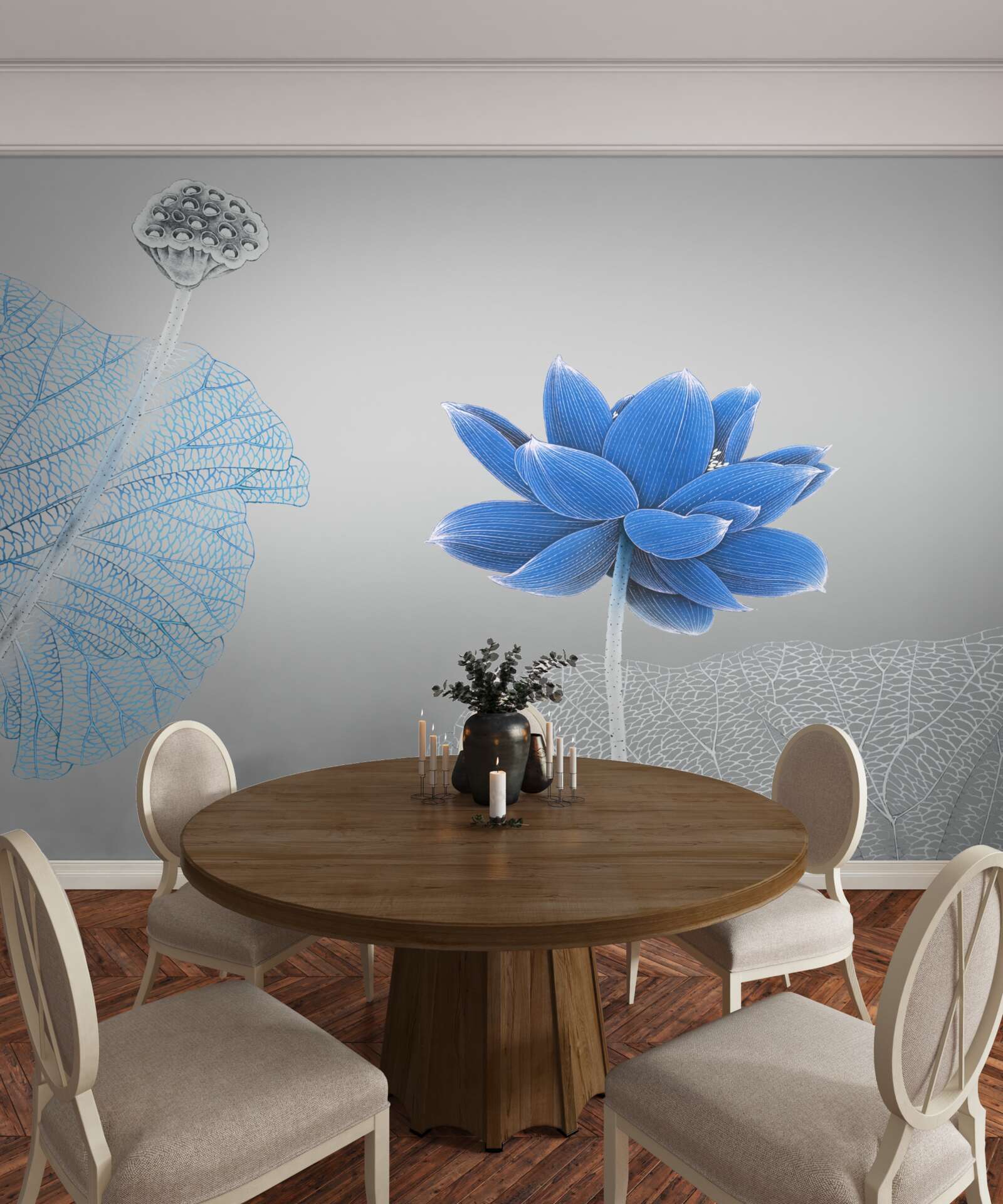 Fotobehang blauwe glazen bloem