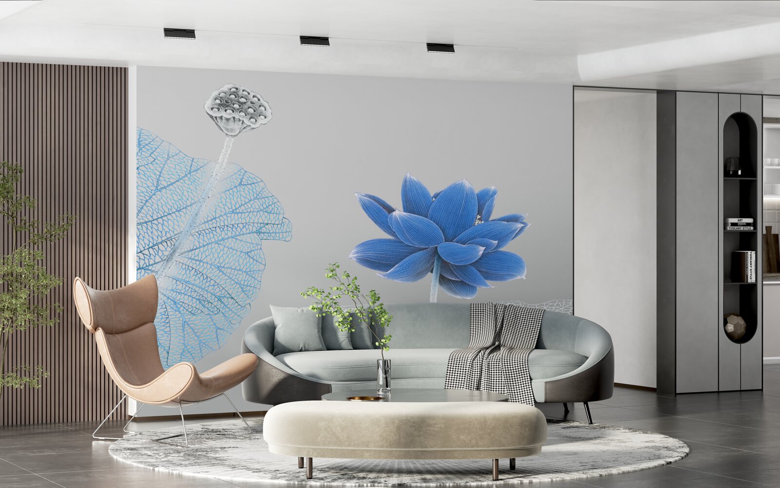 Fotobehang blauwe glazen bloem