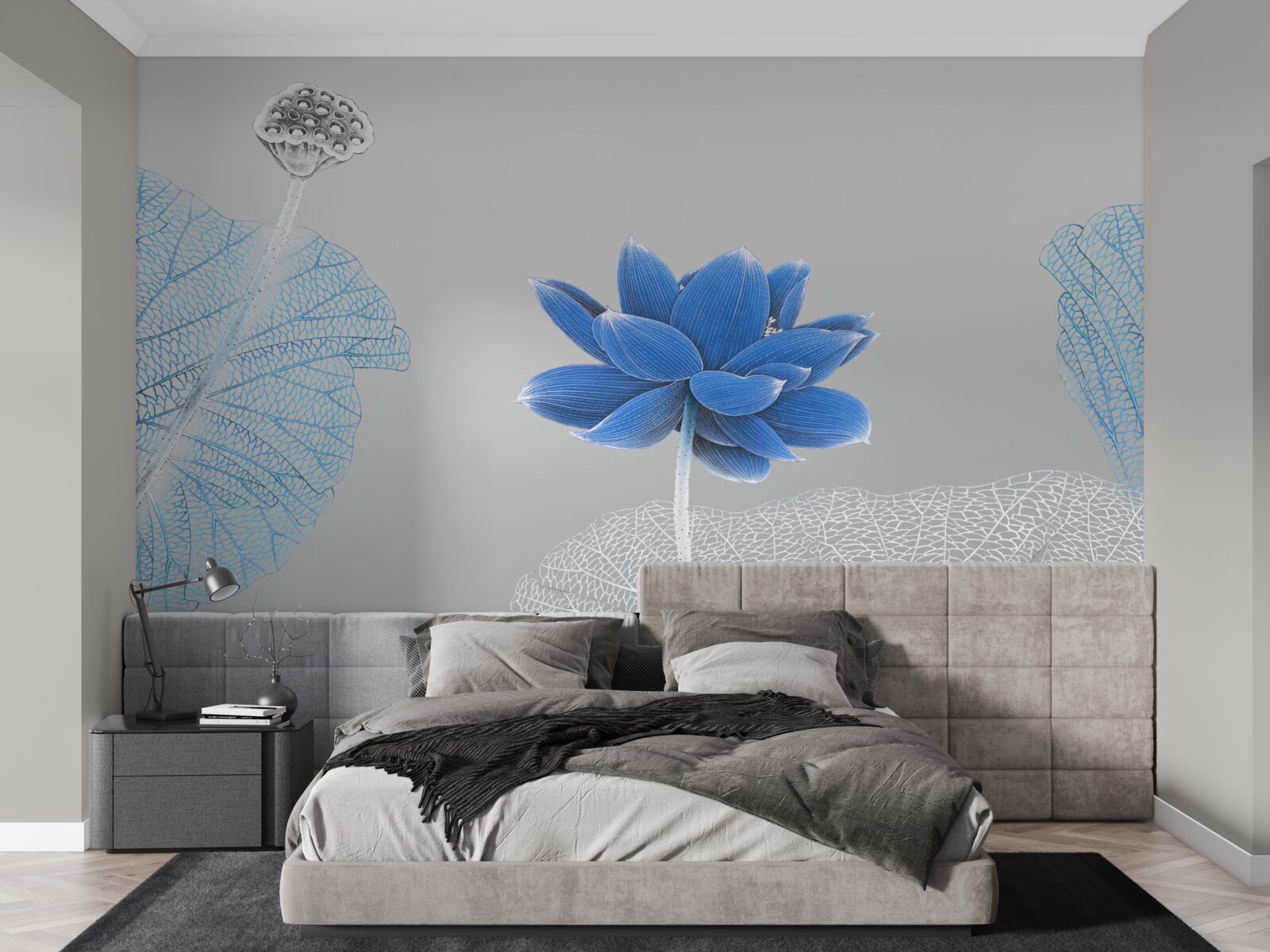 Fotobehang blauwe glazen bloem