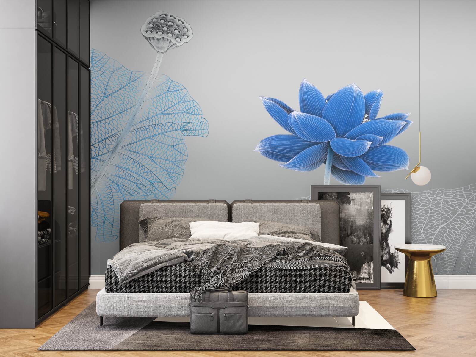 Fotobehang blauwe glazen bloem