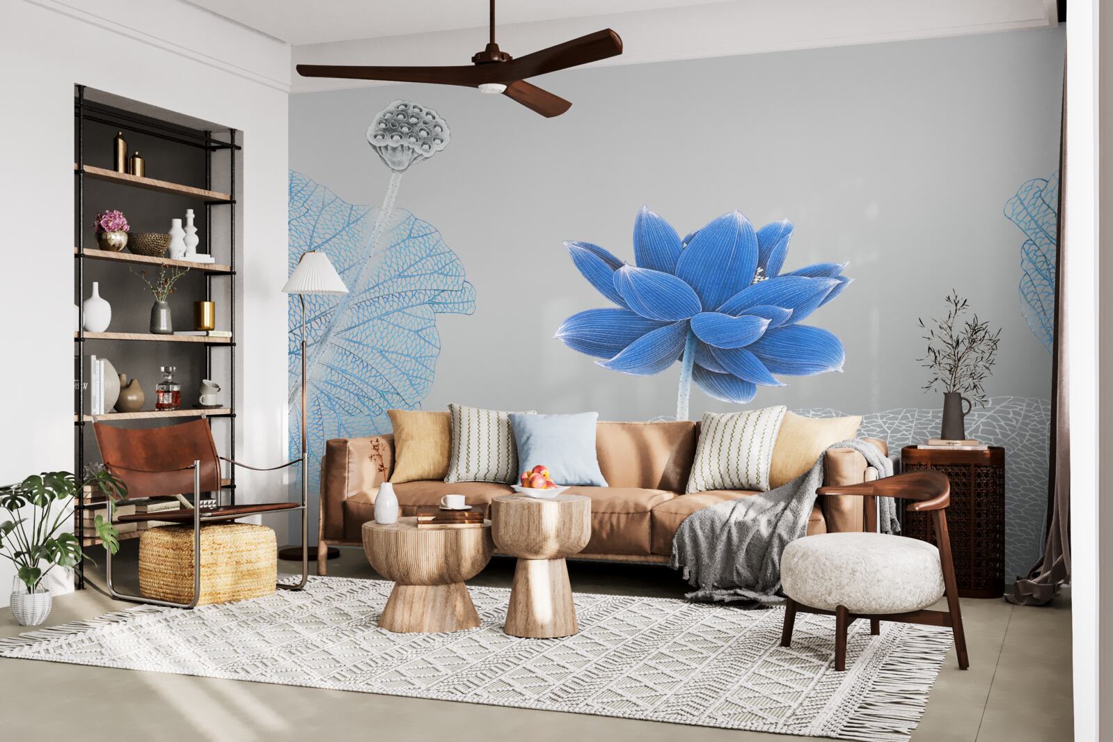 Fotobehang blauwe glazen bloem