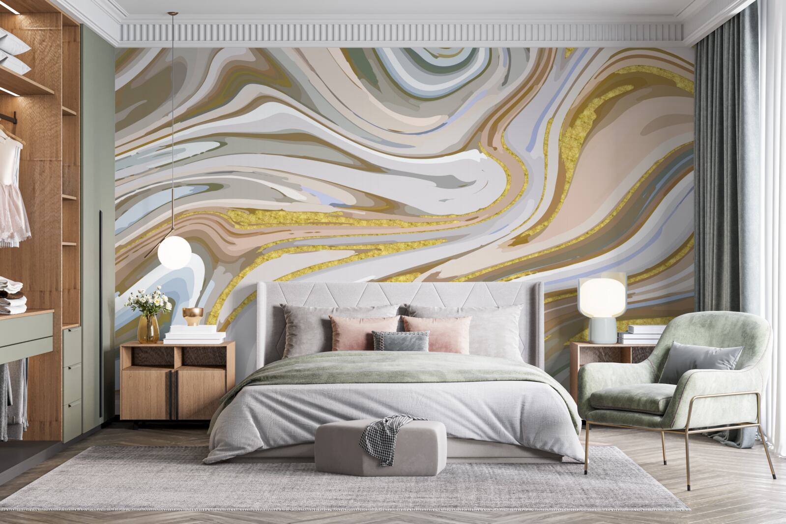 Fotobehang Combinatie van zandkorrels tijdens een storm