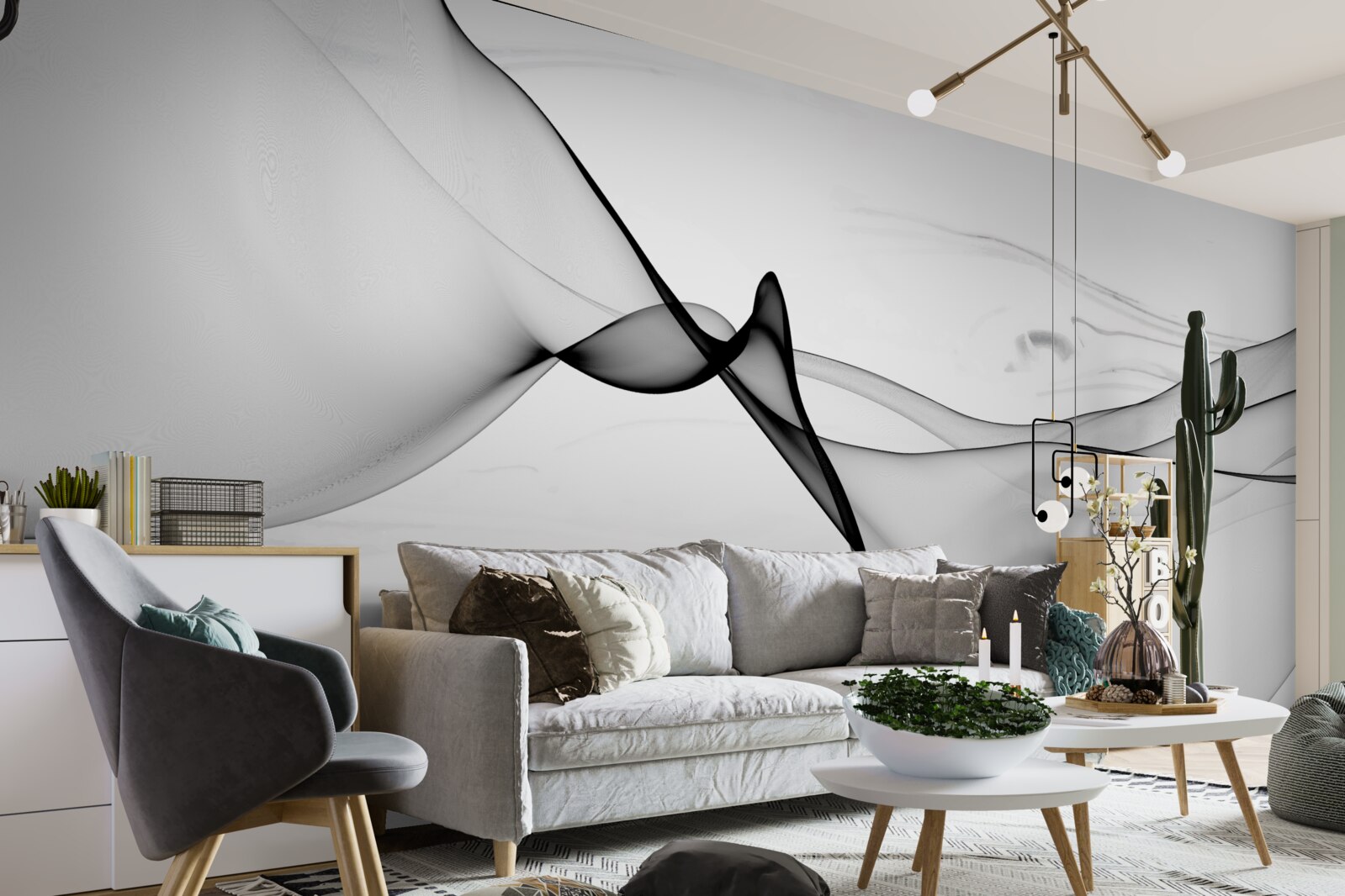 Fotobehang het concept van witte en zwarte rook