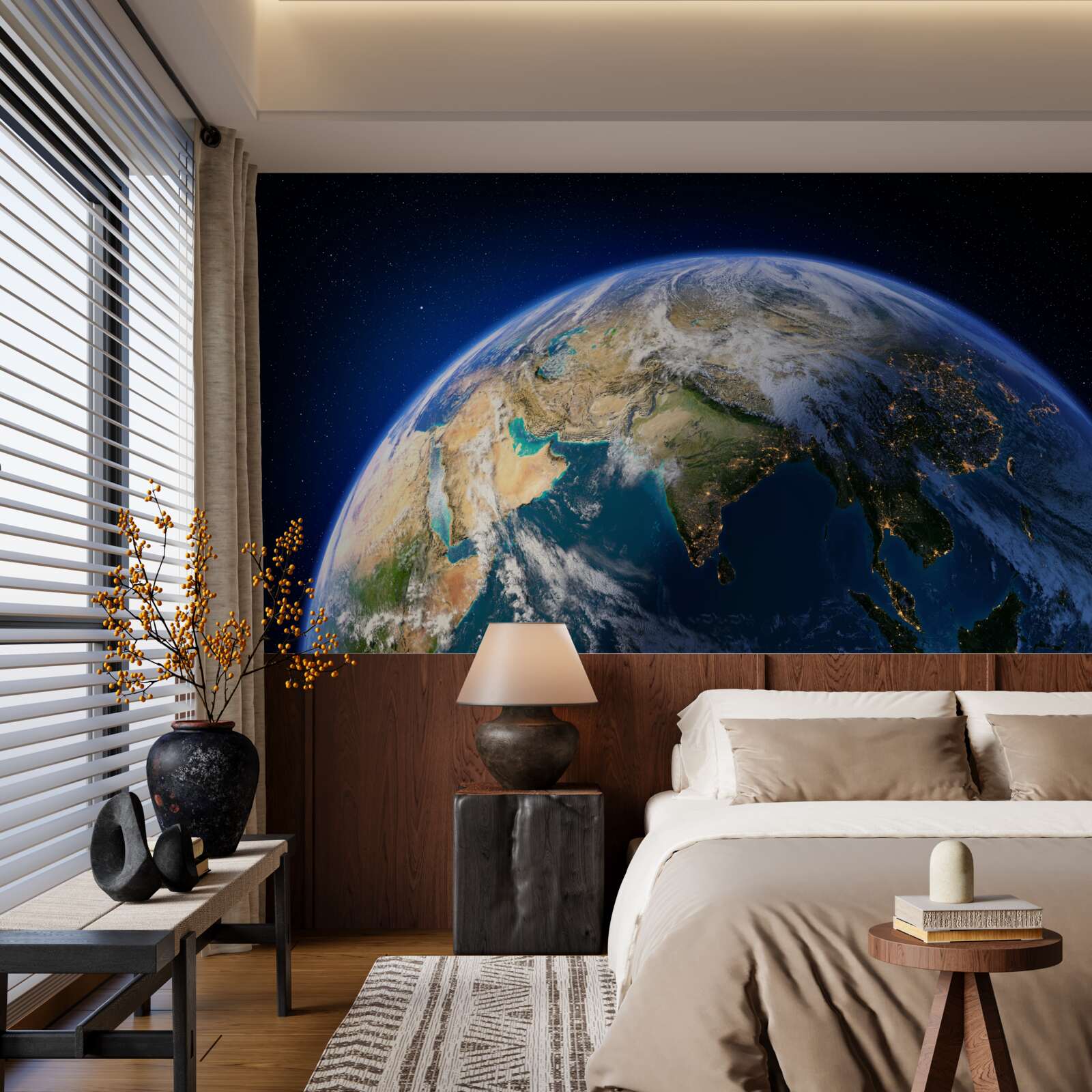 Fotobehang de aarde bekijken vanuit de ruimte