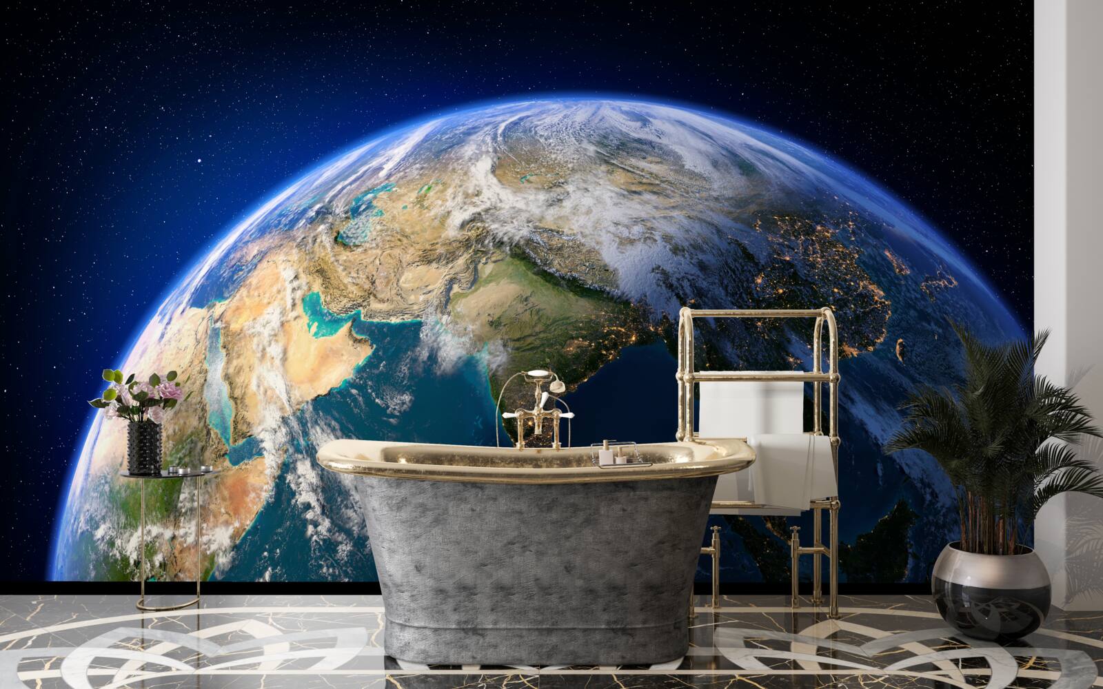 Fotobehang de aarde bekijken vanuit de ruimte