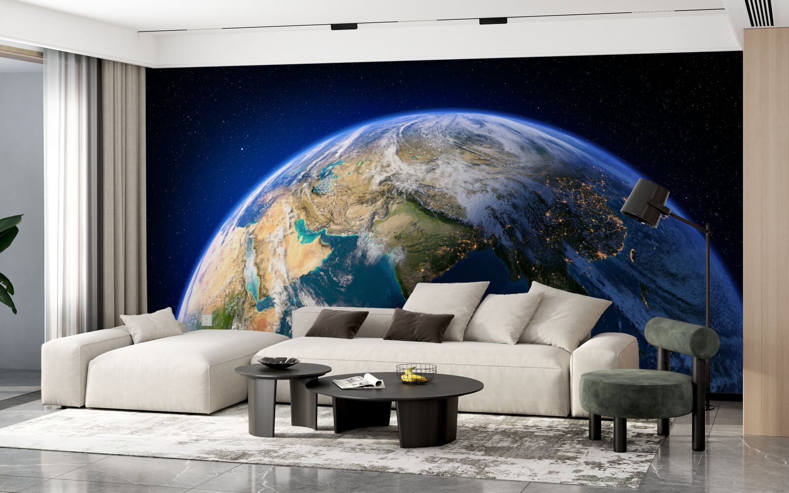 Fotobehang de aarde bekijken vanuit de ruimte