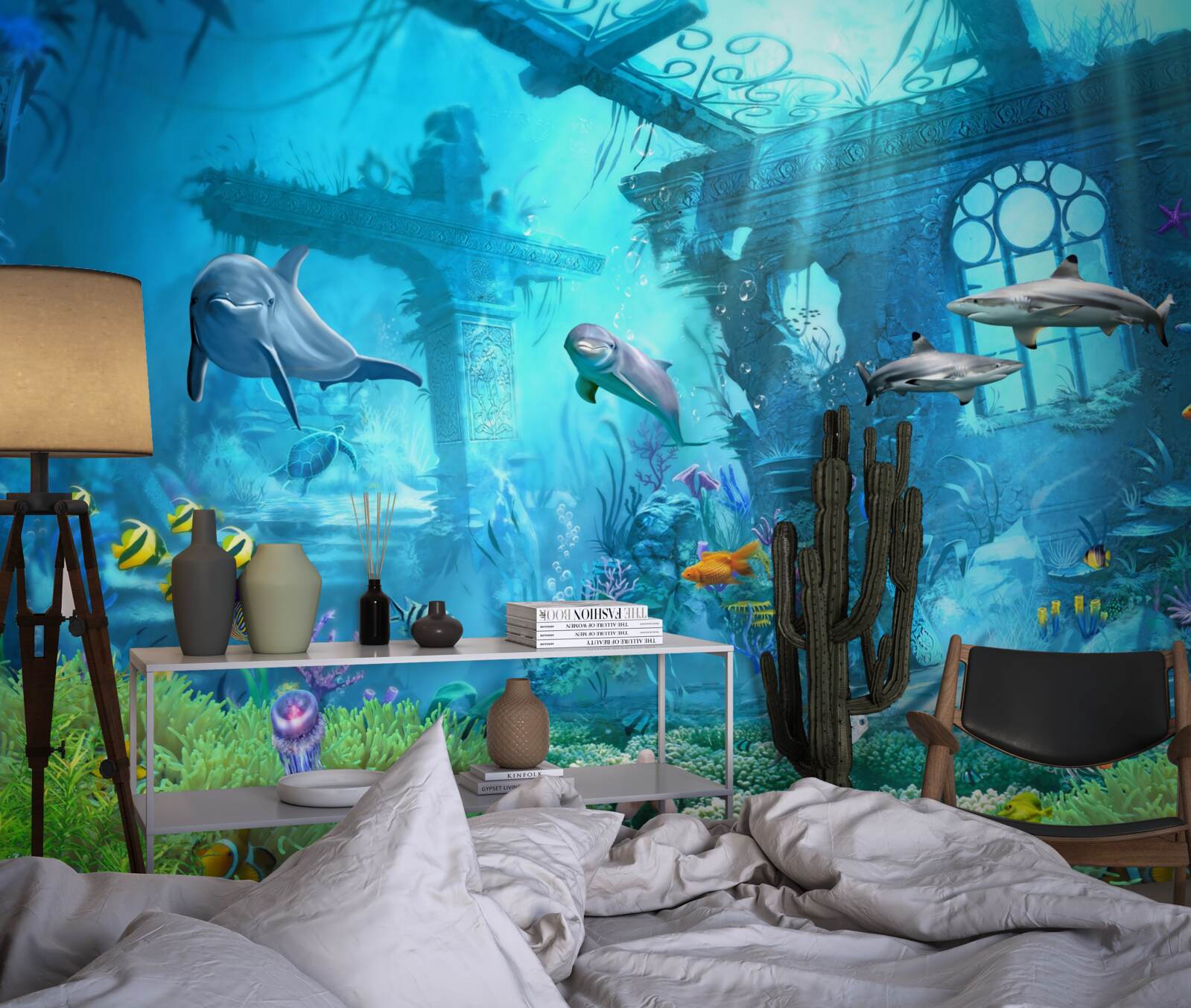 Fotobehang dolfijnen aan de voet van de zee