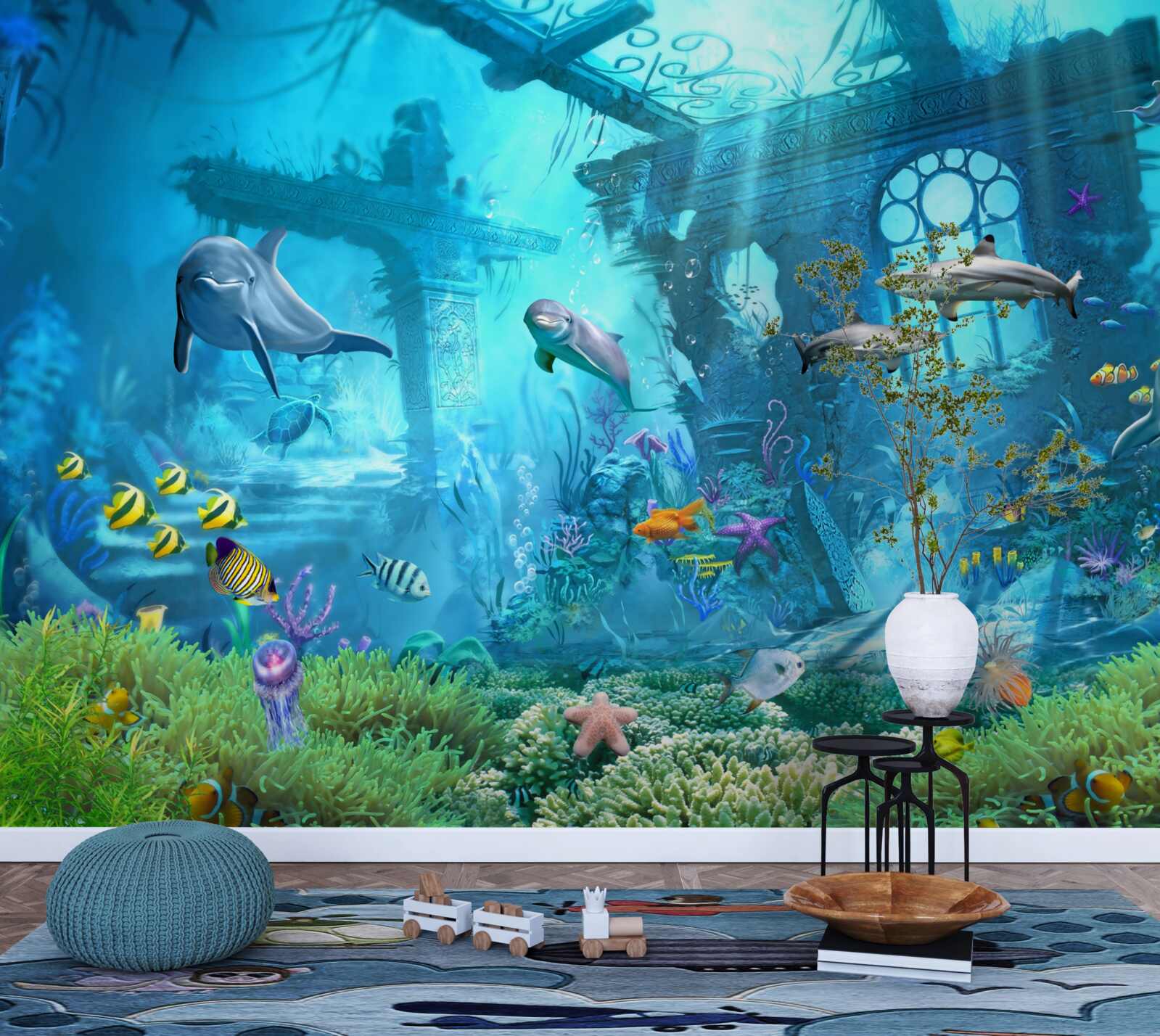 Fotobehang dolfijnen aan de voet van de zee