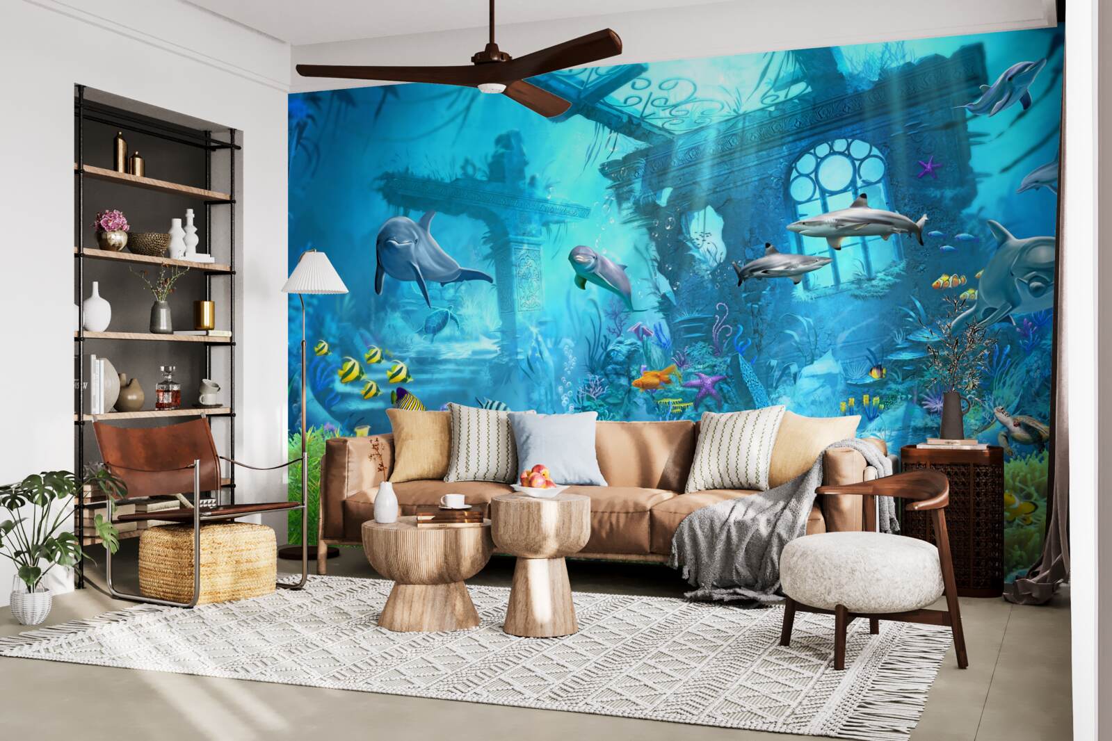 Fotobehang dolfijnen aan de voet van de zee