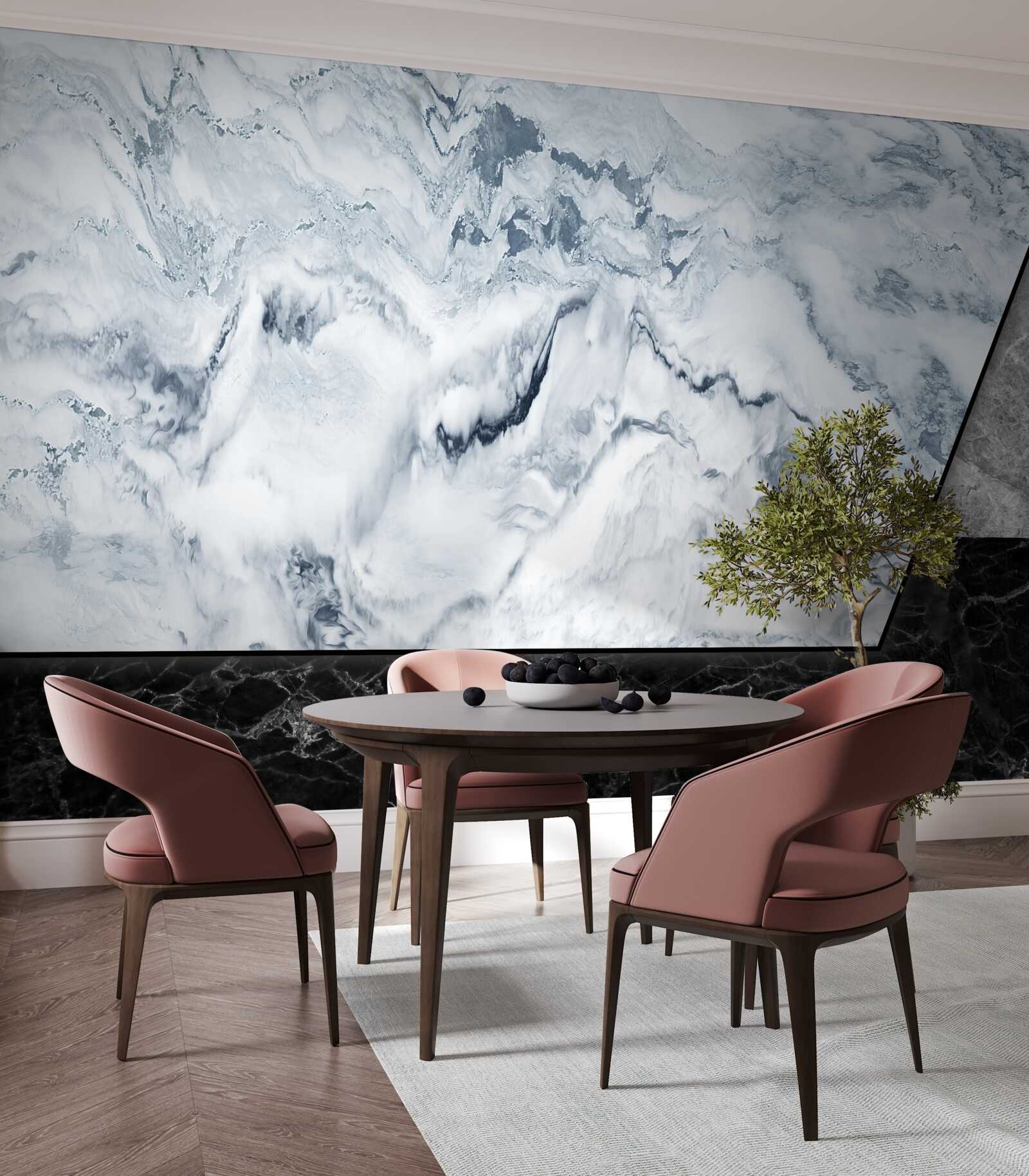 Fotobehang abstractie van wit en zwart marmer