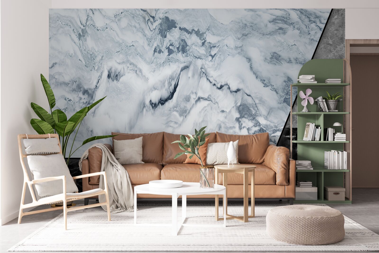 Fotobehang abstractie van wit en zwart marmer