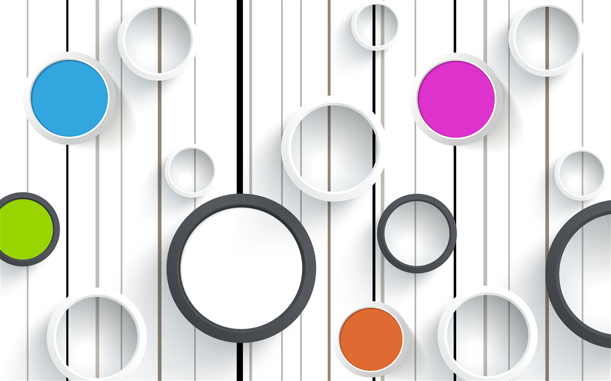 Fotobehang veelkleurige cirkels op een lichtgekleurd parket