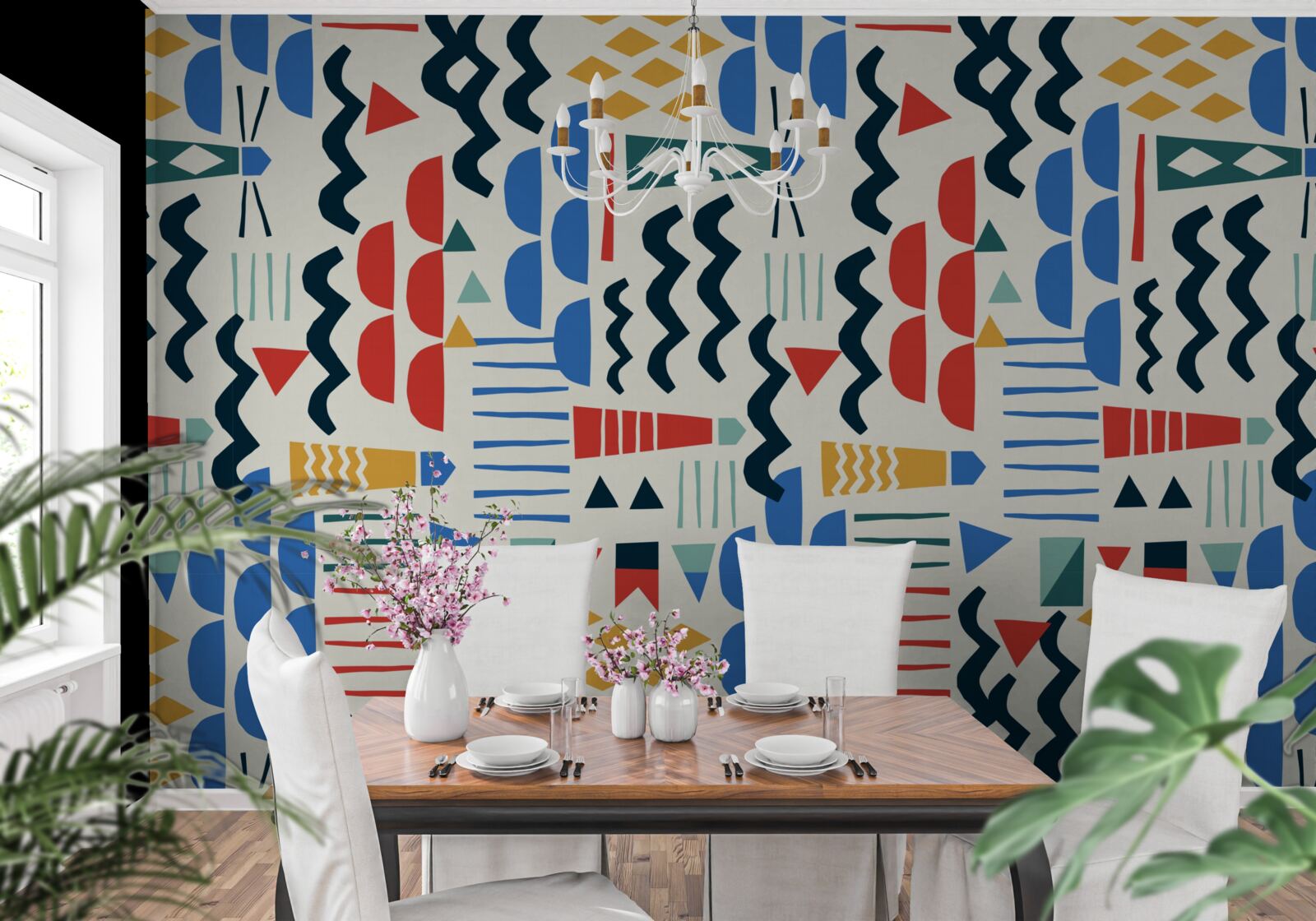 Fotobehang woeste golven omringen vuurtorens op zee