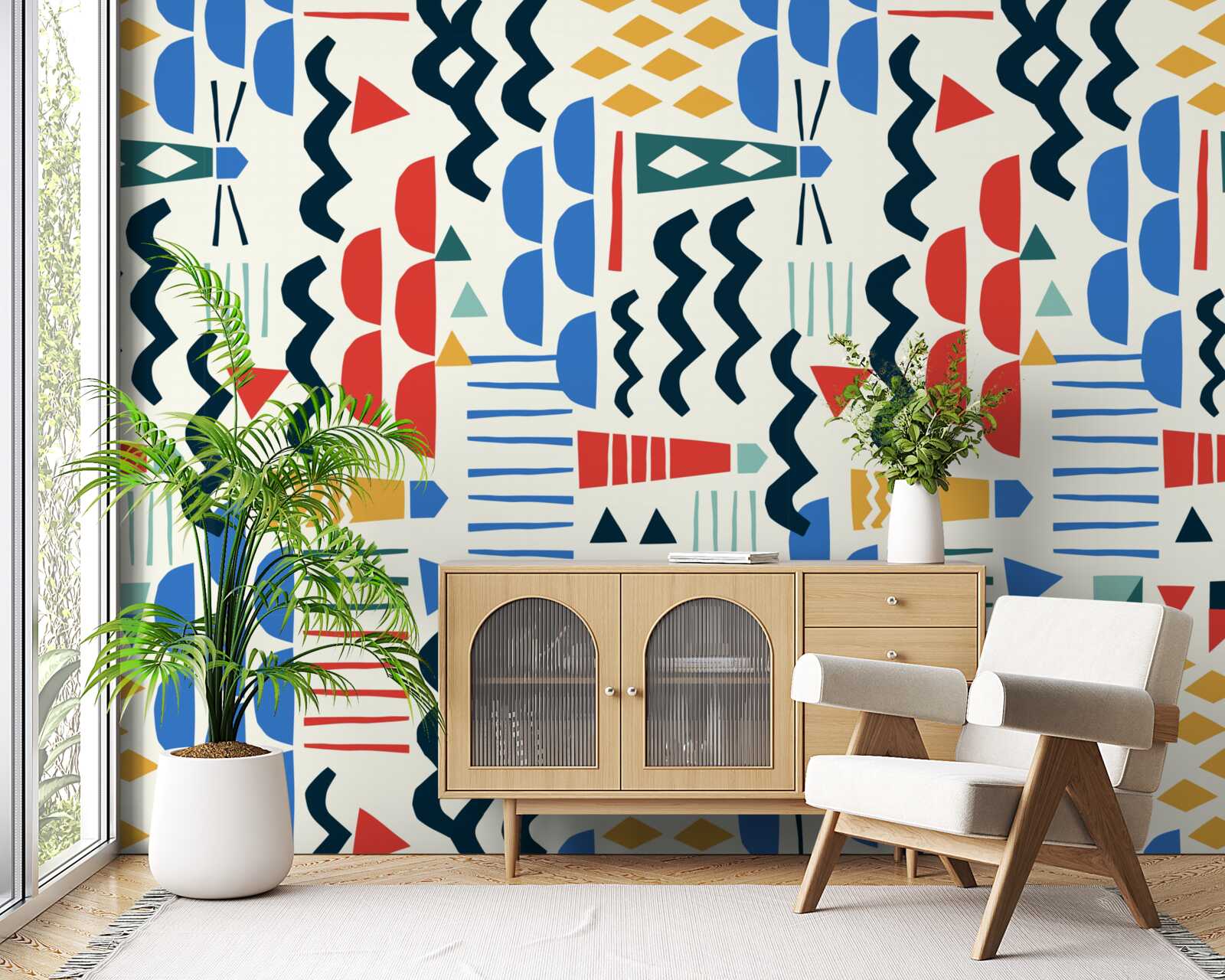 Fotobehang woeste golven omringen vuurtorens op zee