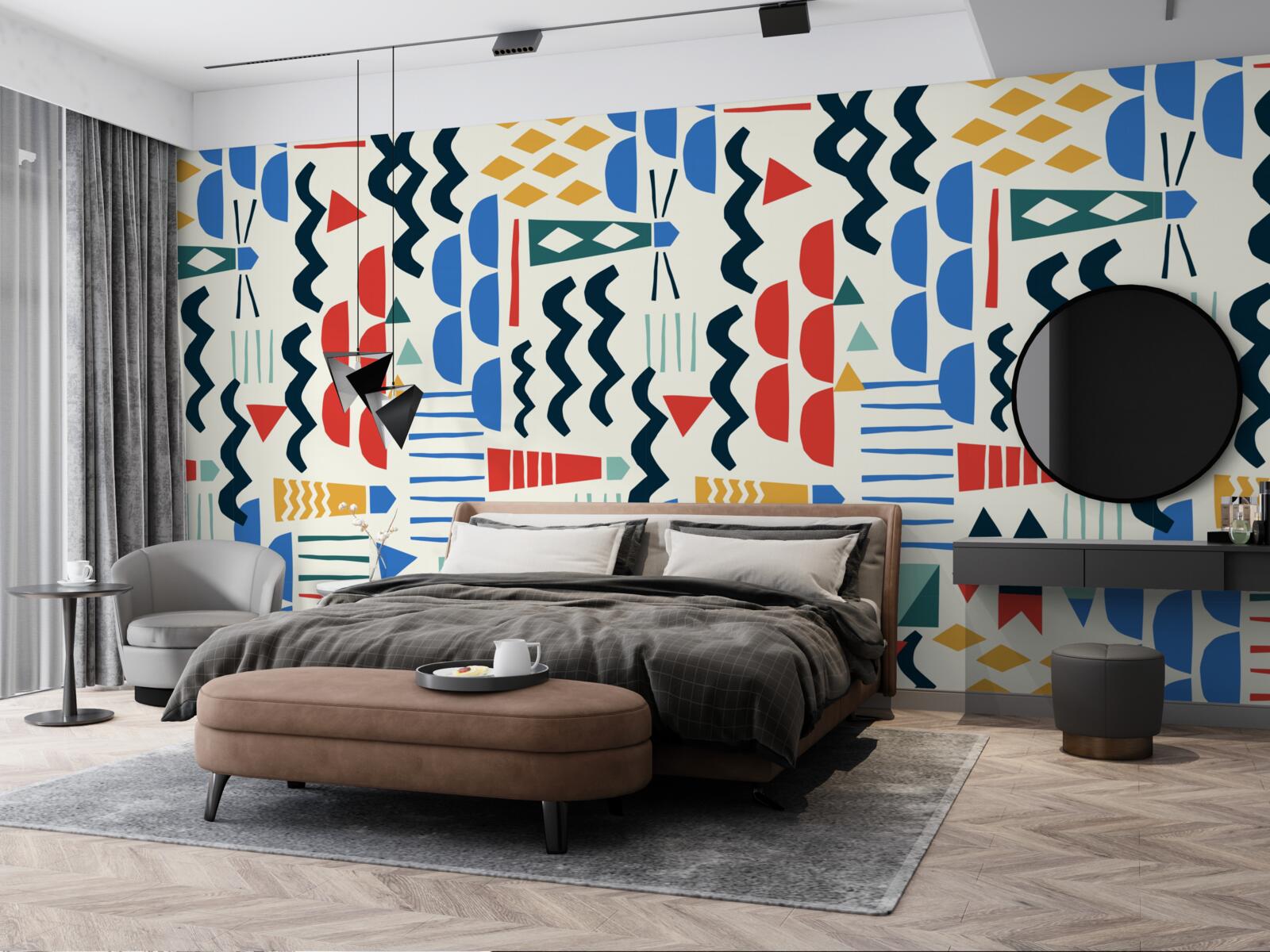 Fotobehang woeste golven omringen vuurtorens op zee