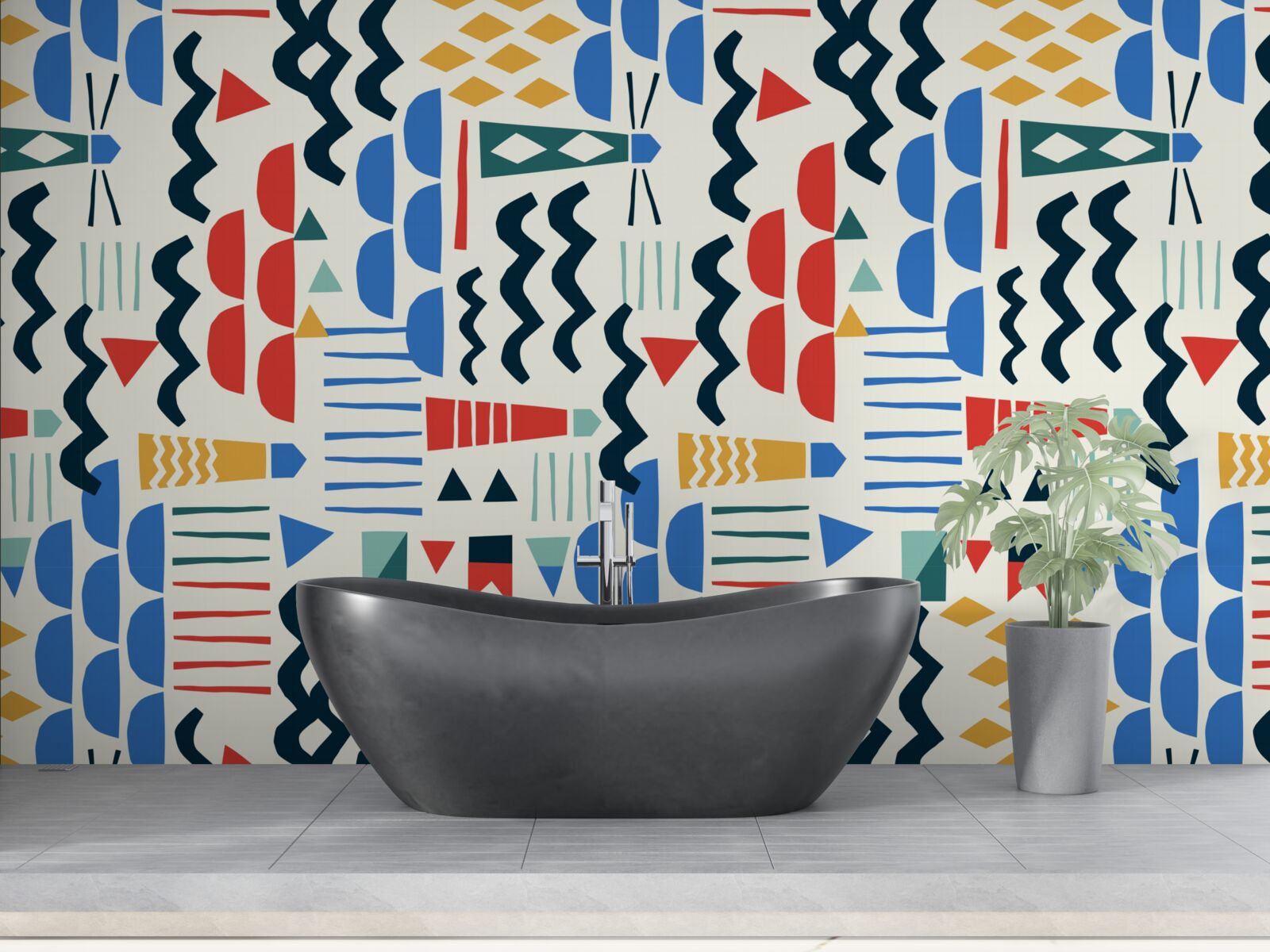 Fotobehang woeste golven omringen vuurtorens op zee