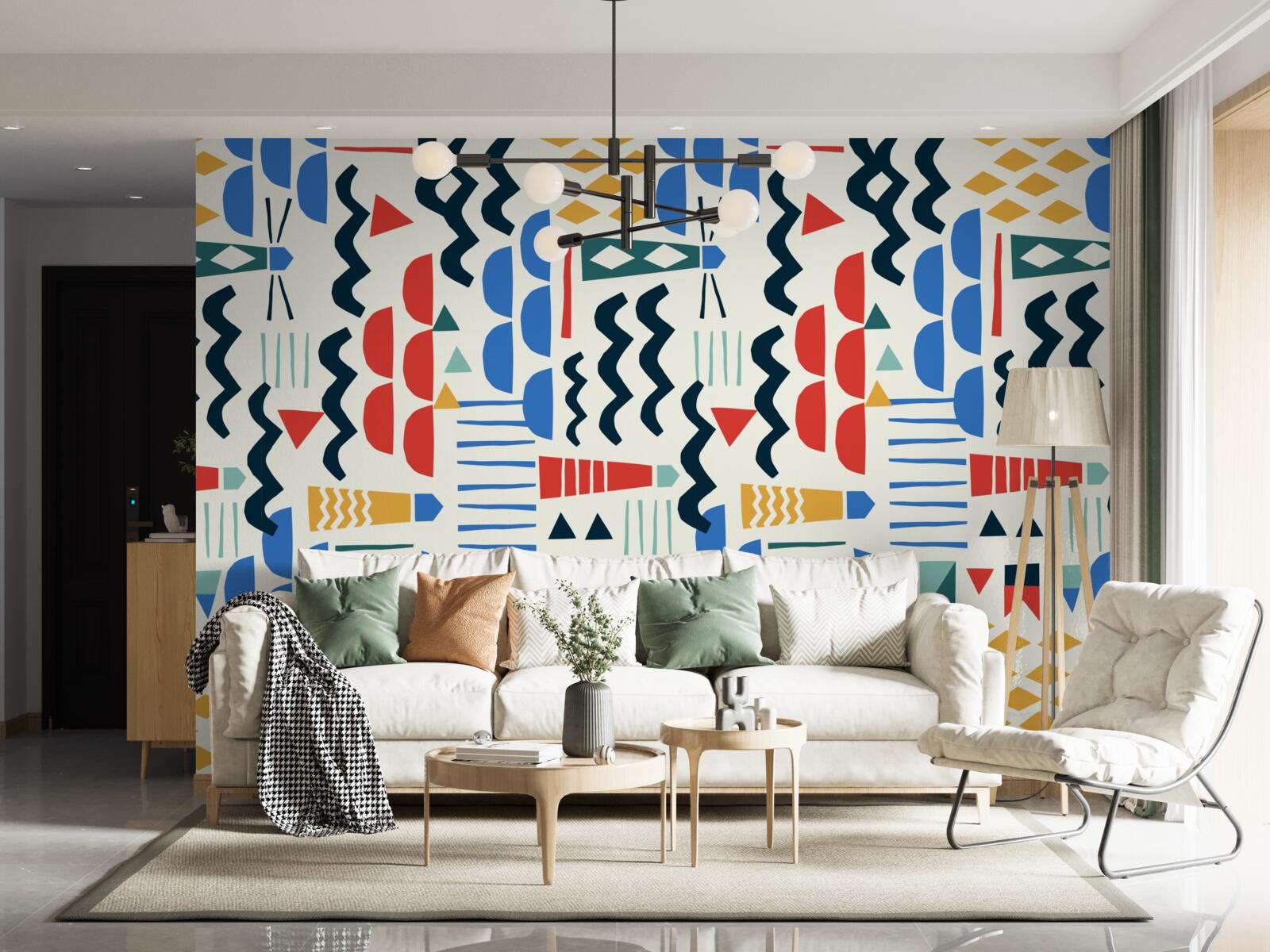 Fotobehang woeste golven omringen vuurtorens op zee