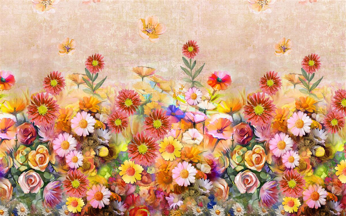 Fotobehang kleurrijke bloemen van verschillende soorten