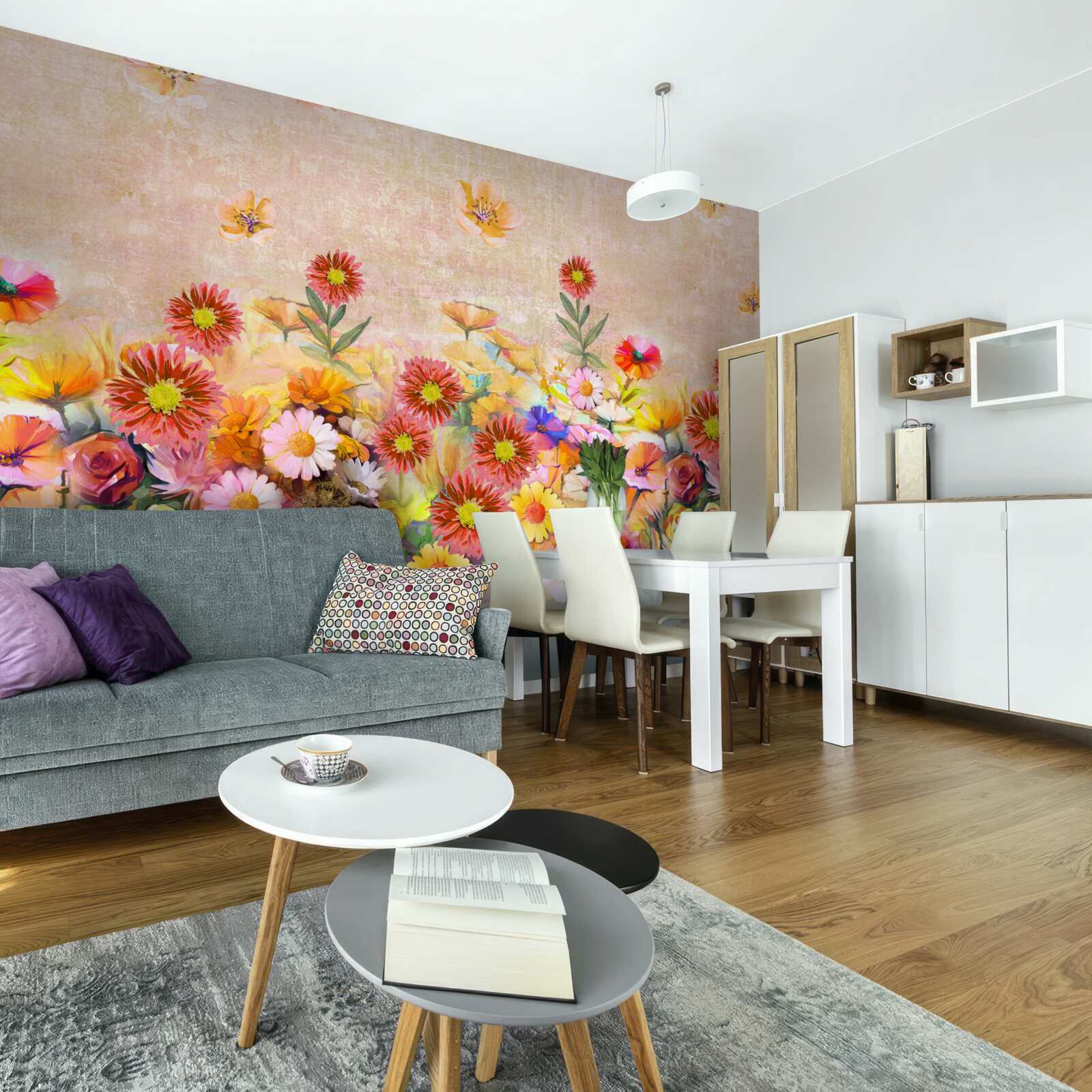 Fotobehang kleurrijke bloemen van verschillende soorten