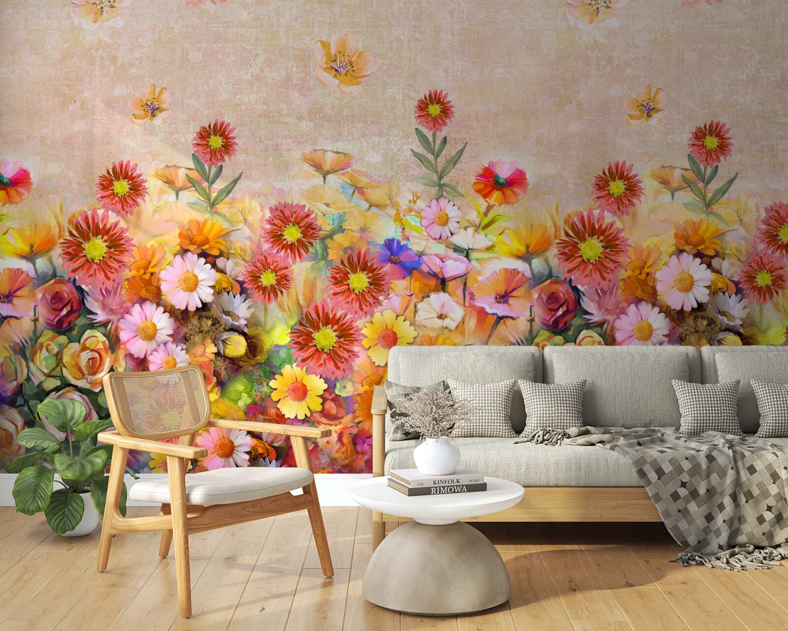 Fotobehang kleurrijke bloemen van verschillende soorten