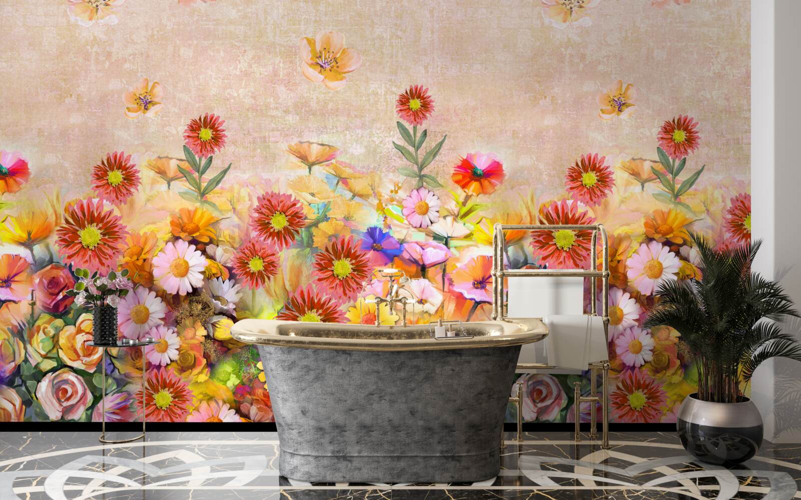 Fotobehang kleurrijke bloemen van verschillende soorten