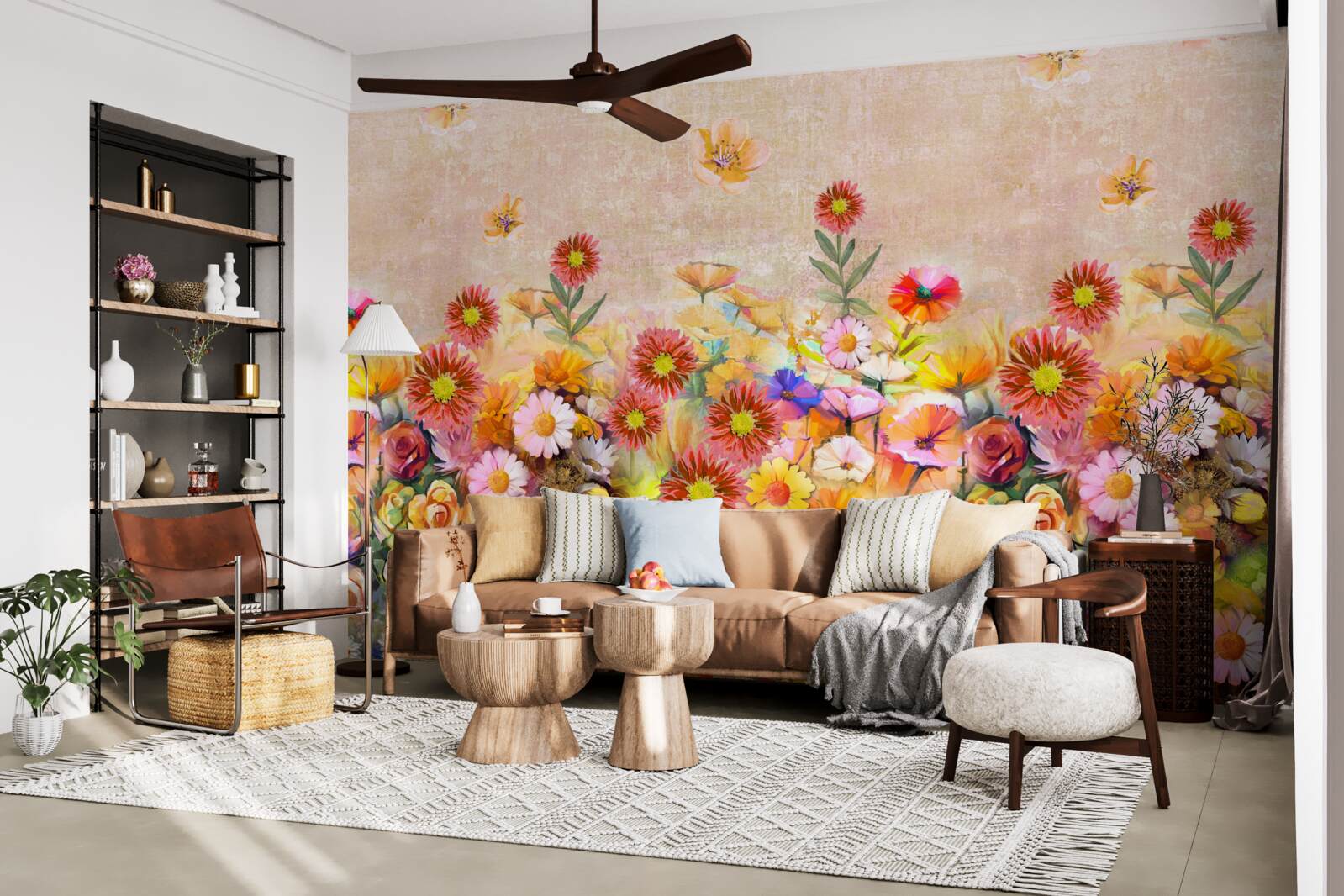 Fotobehang kleurrijke bloemen van verschillende soorten