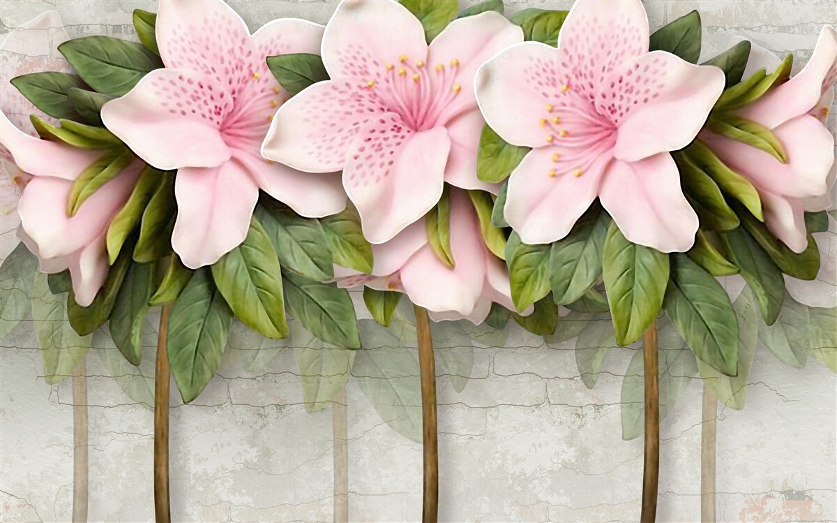 Fotobehang zachtroze lelies