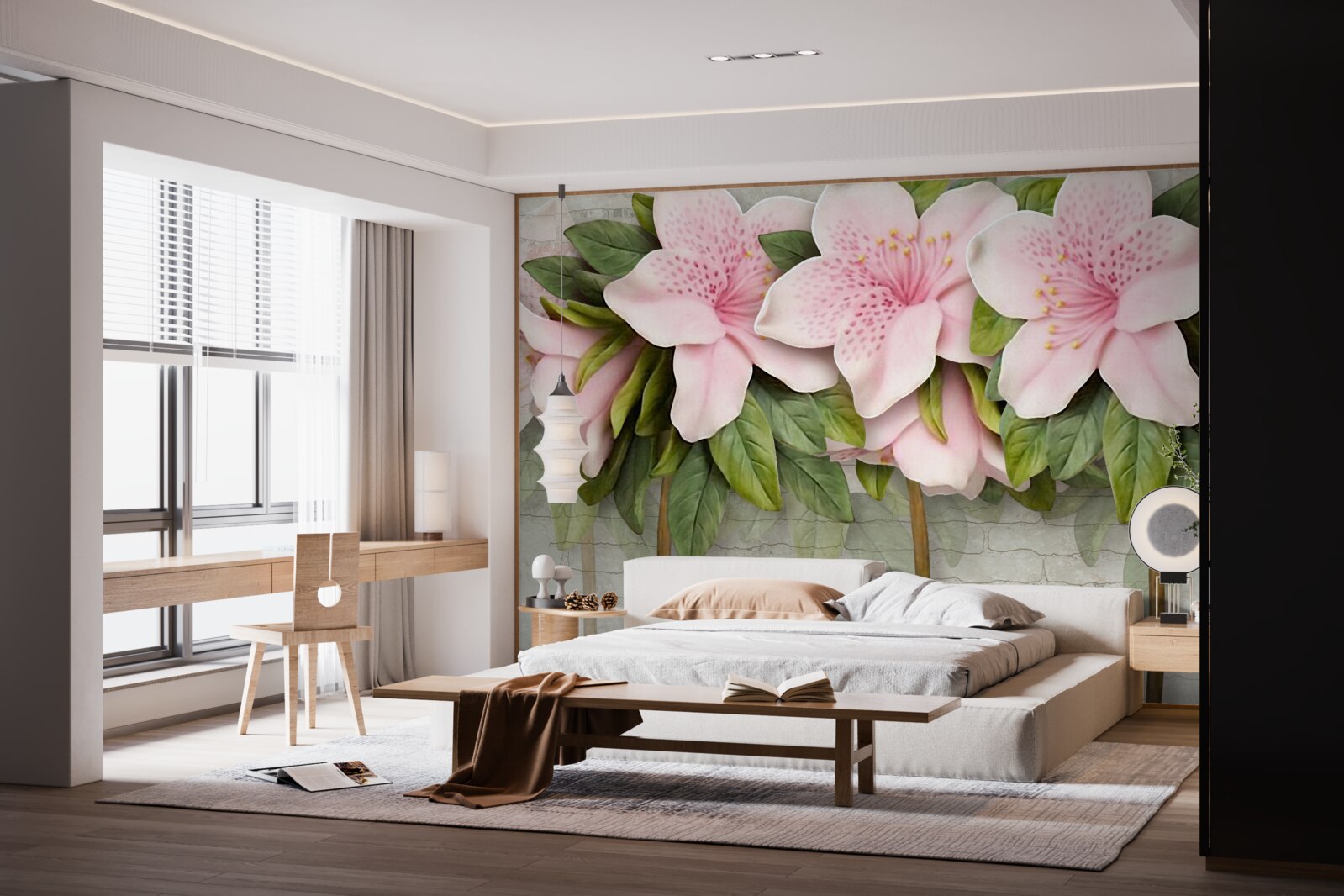 Fotobehang zachtroze lelies