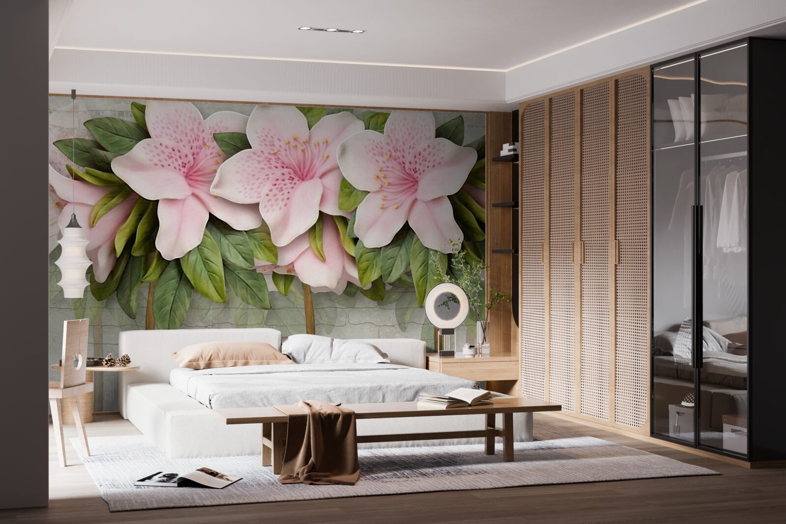 Fotobehang zachtroze lelies