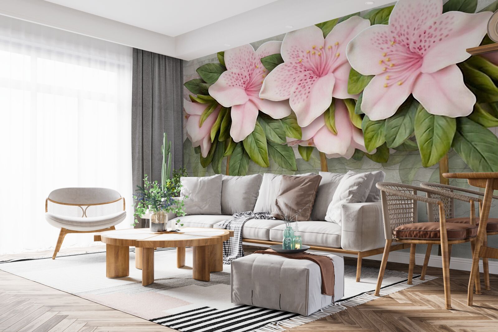 Fotobehang zachtroze lelies