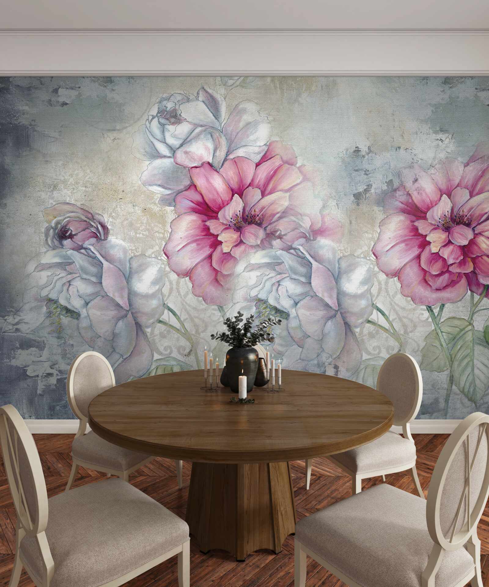 Fotobehang bloemenachtergrond in vintage-stijl