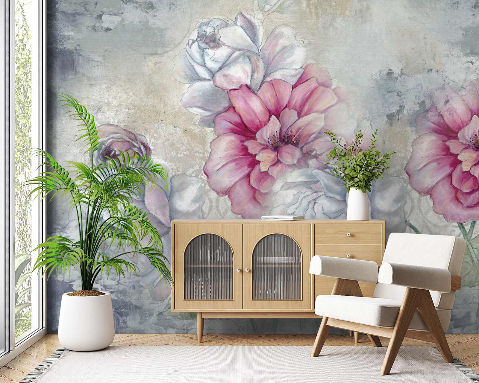 Fotobehang bloemenachtergrond in vintage-stijl