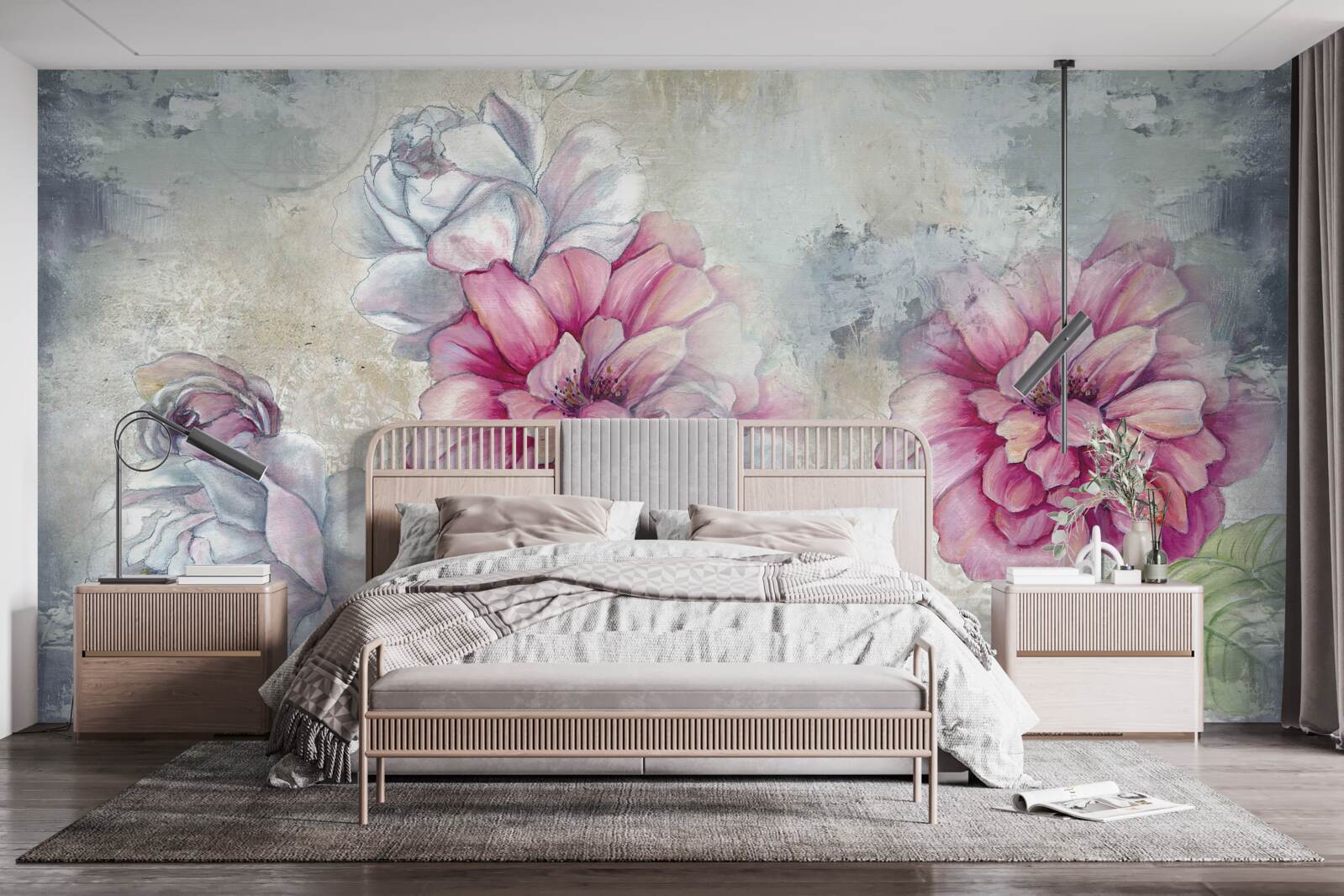 Fotobehang bloemenachtergrond in vintage-stijl