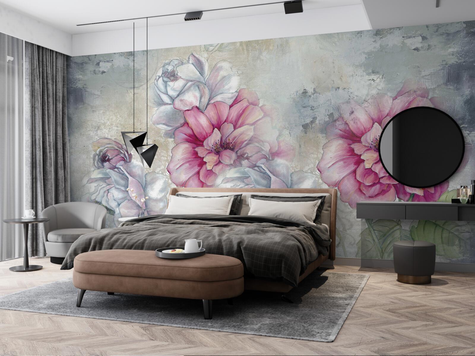 Fotobehang bloemenachtergrond in vintage-stijl